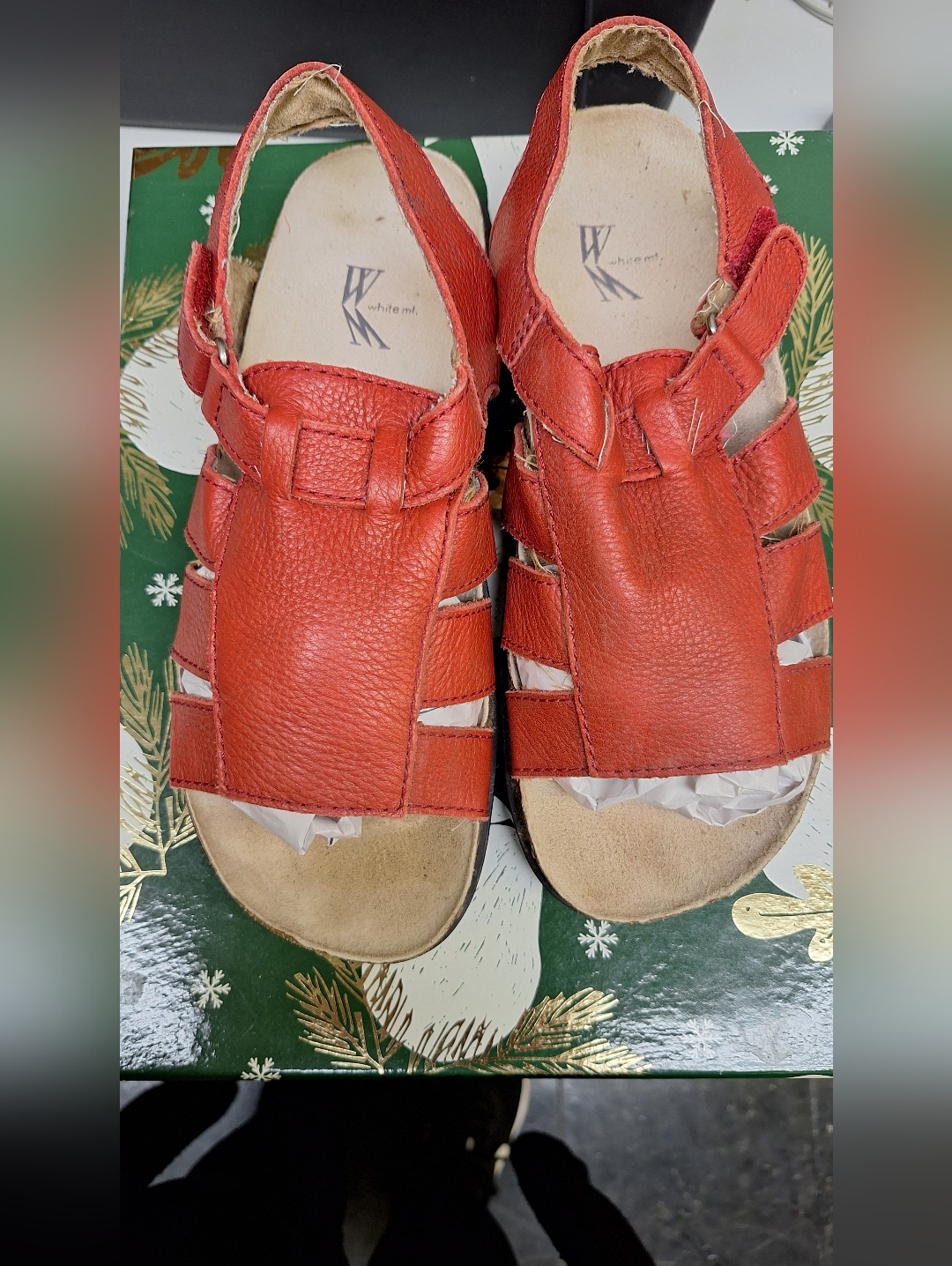 White Mt Leather Sandals, Size 8